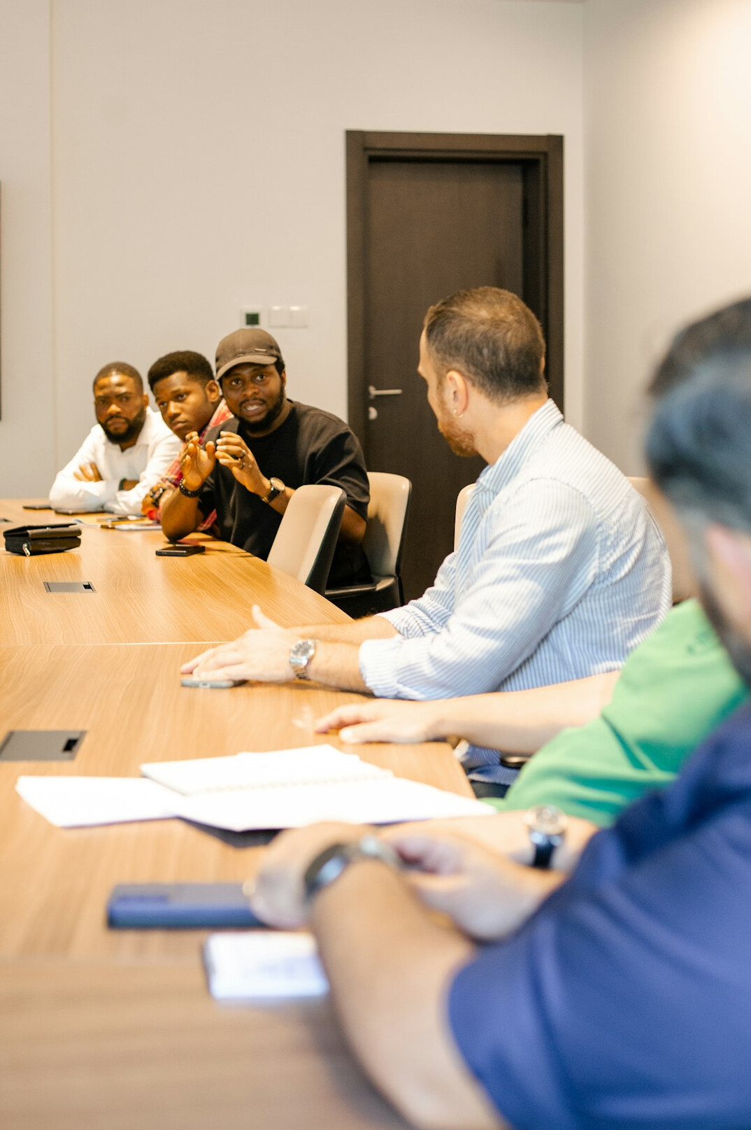 person leading team discussion