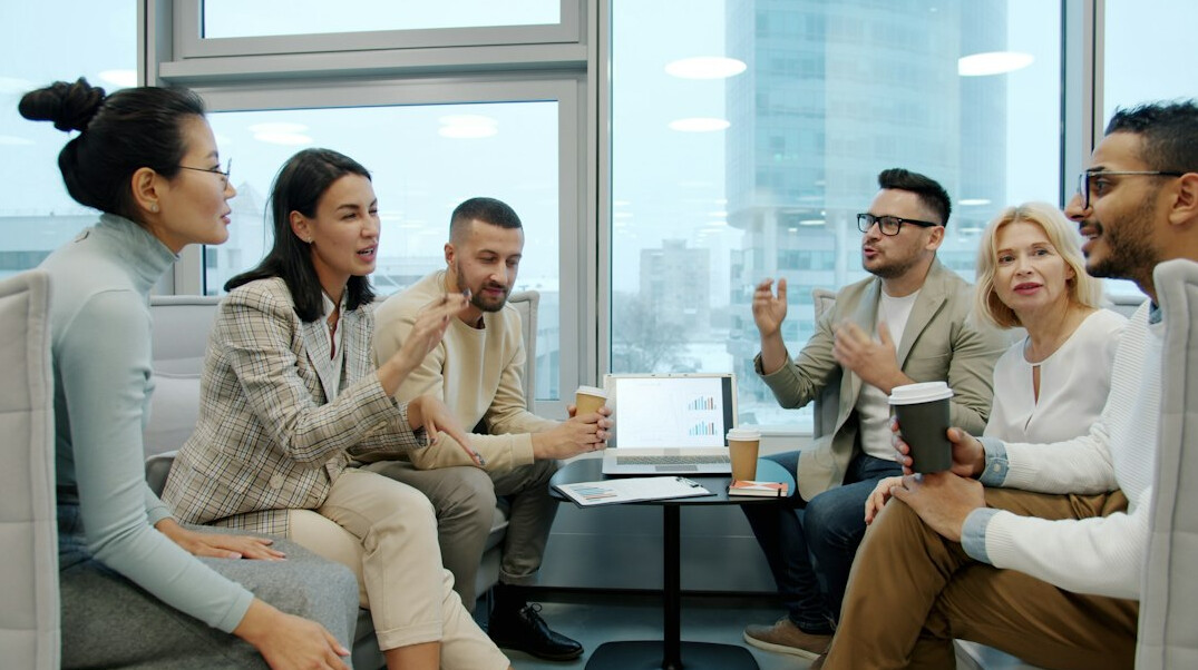 colleagues having conversation